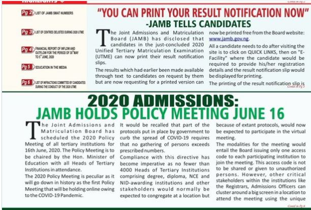 JAMB NEWS